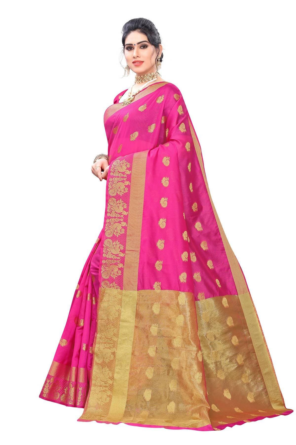 Vamika Banarasi Jacquard Weaving Pink Saree | Grab2Buy
