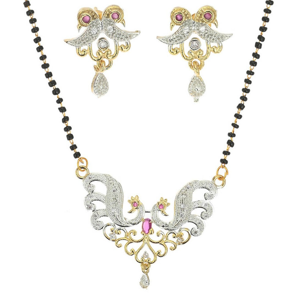 AanyaCentric Gold-Polished Mangalsutra Pendant Earring Set & Silver Plated Anklet | Grab2Buy