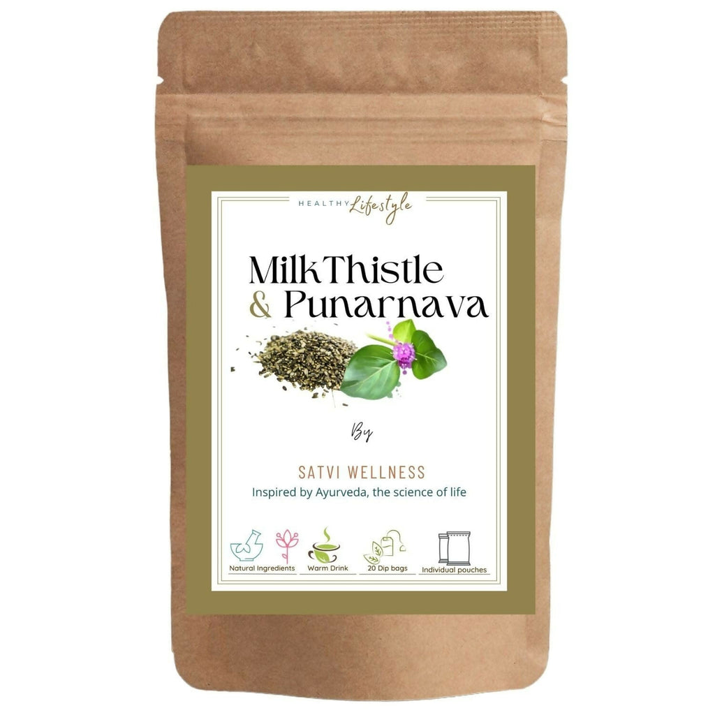 Satvi Wellness Milk Thistle Punarnava Tea | Blend Of Milk Thistle and Punarnava Herbal Tea Bags | Grab2Buy