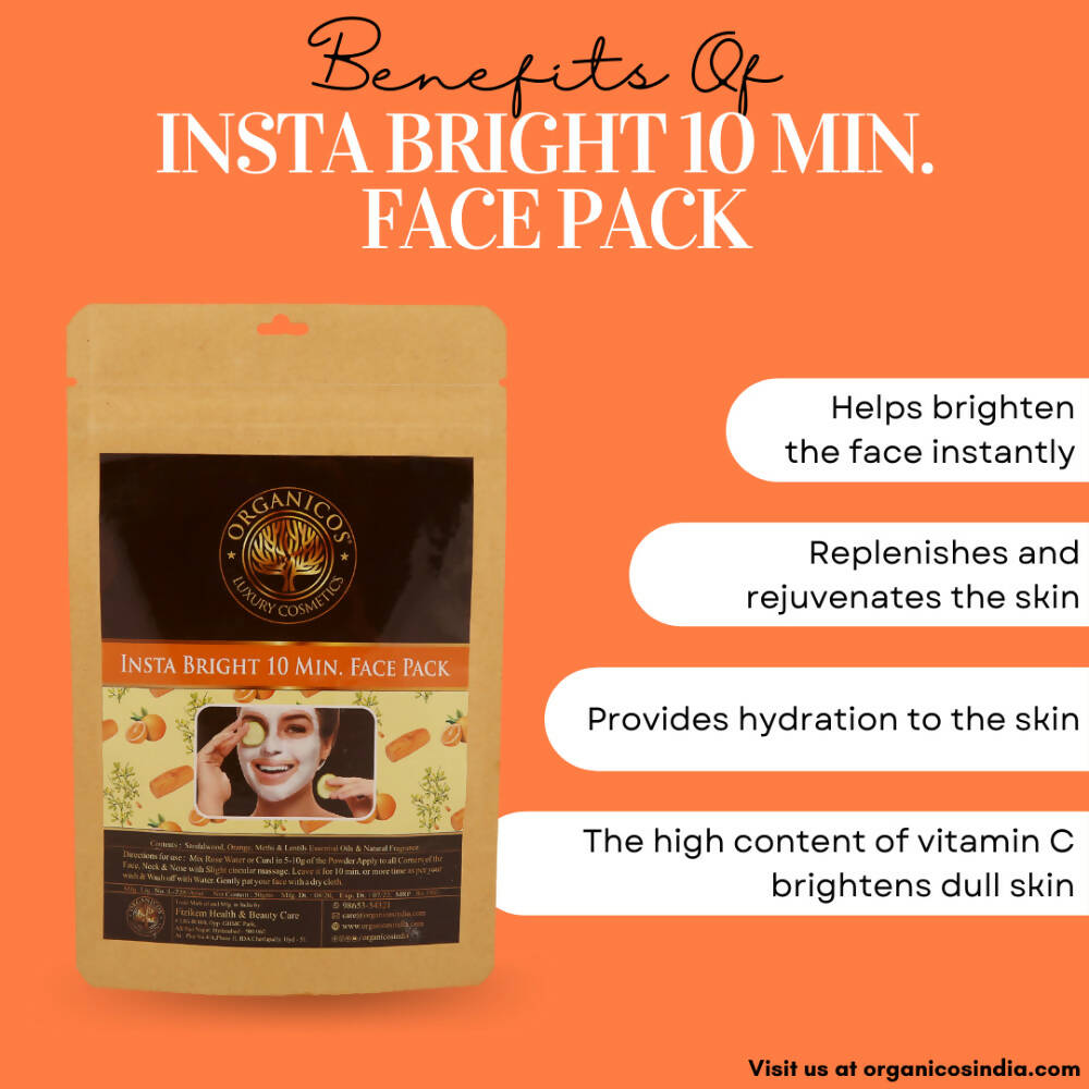 Organicos Insta Bright 10 Min Face Pack | Grab2Buy