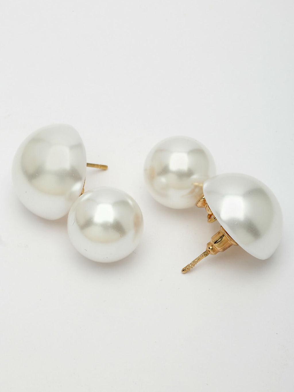 NVR Women's White Pearl Gold-Polished Circular Drop Earring | Grab2Buy