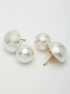 NVR Women's White Pearl Gold-Polished Circular Drop Earring | Grab2Buy