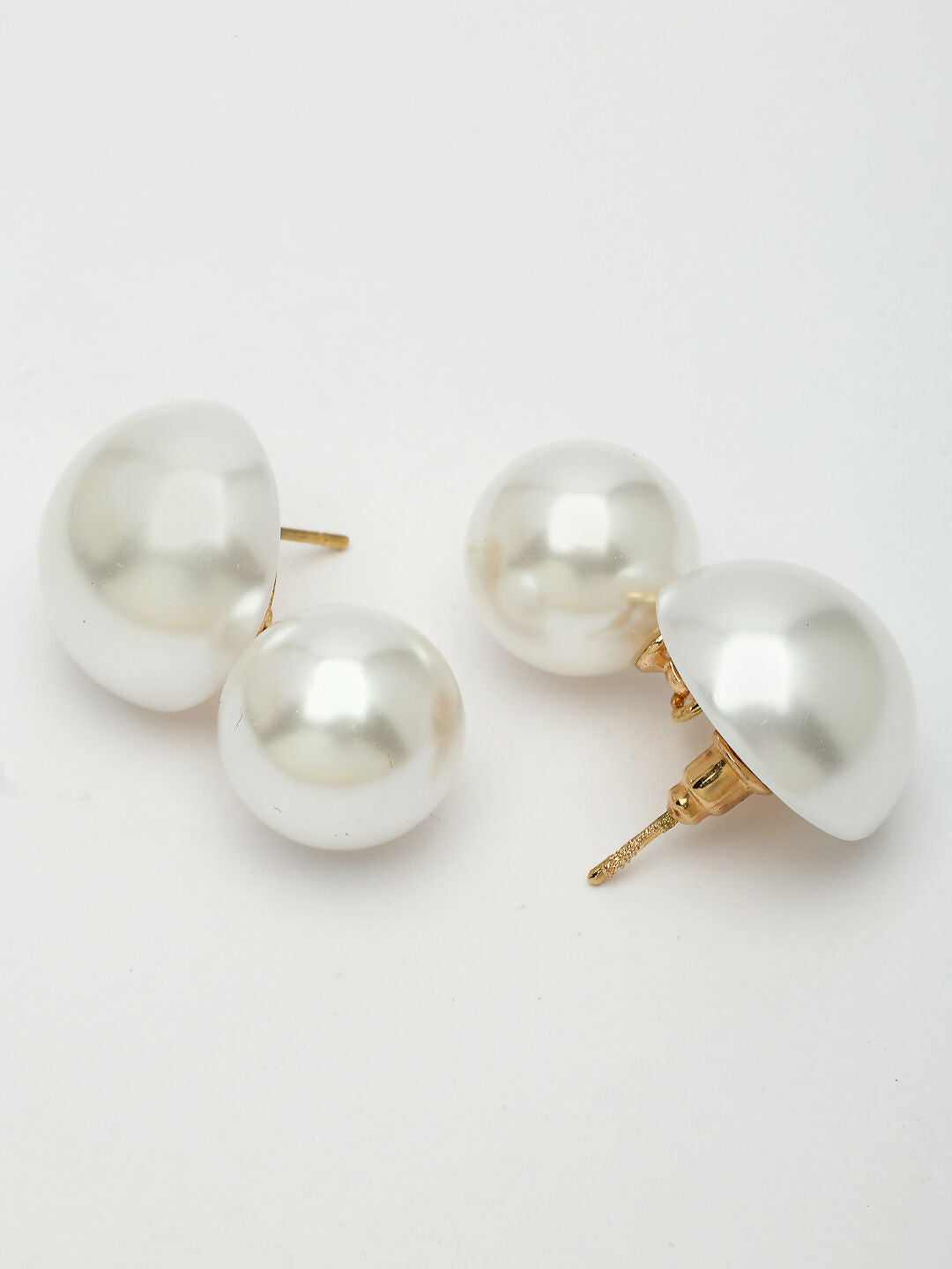 NVR Women's White Pearl Gold-Polished Circular Drop Earring | Grab2Buy