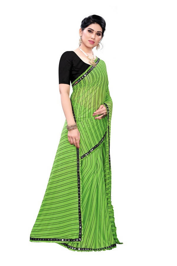 Vamika Green Malai Silk Printed Saree (Zigzag Green) | Grab2Buy