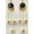 MS Fashion India Gold-Polished Oxidized Mirror Long Hanging Jhumkas Earrings | Grab2Buy