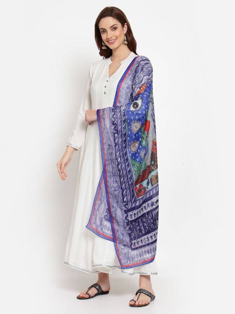 Myshka Women's White Solid Rayon Full Sleeve V Neck Casual Kurta Dupatta Set | Grab2Buy