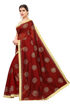 Vamika Chanderi Cotton Foil Print Maroon Saree (GOLDEN BIRD MAROON) | Grab2Buy