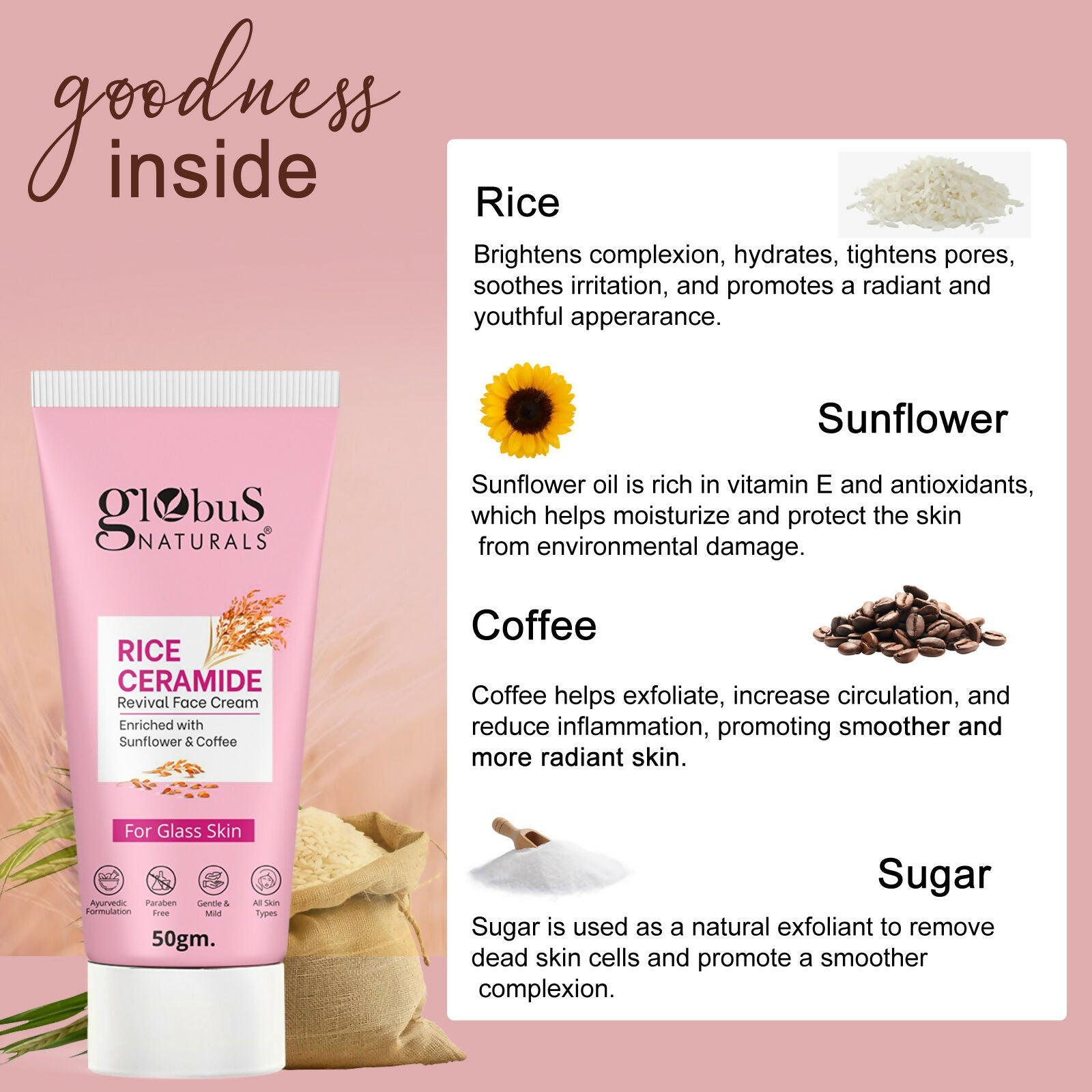 Globus Naturals Rice Ceramide Revival Face Cream | Grab2Buy
