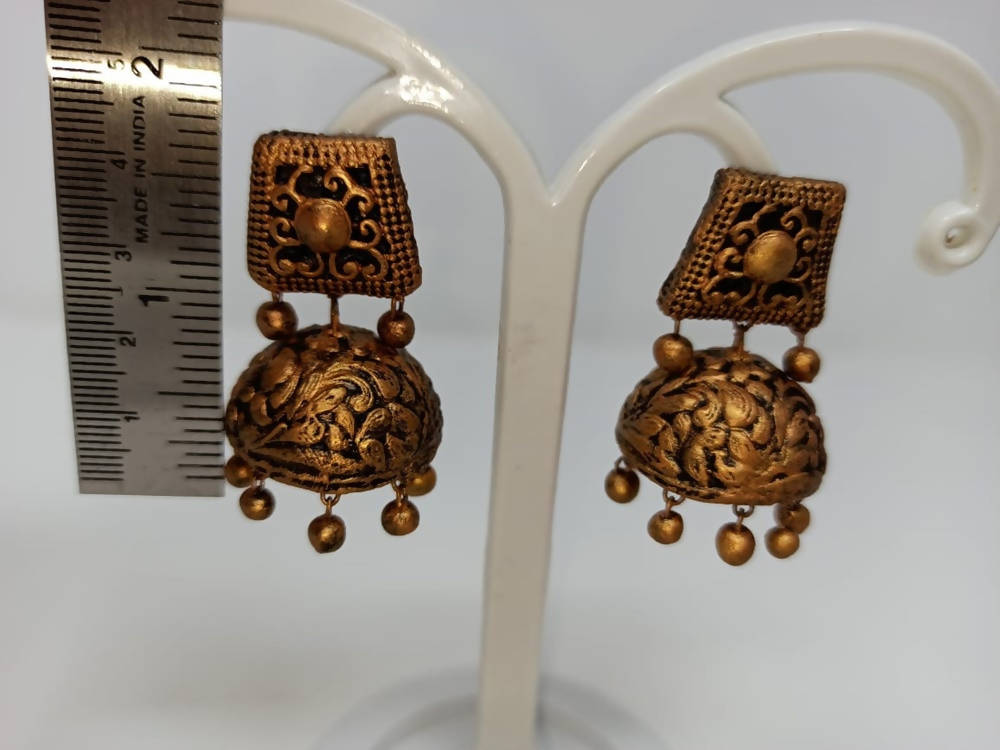 Terracotta Dazzling Temple Jhumkas | Grab2Buy