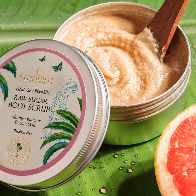 Amritam by Good Earth Pink Grapefruit Raw Sugar Body Scrub | Grab2Buy