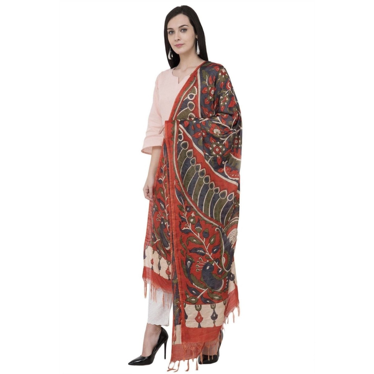 A R Silk Modal Kalamkari Print Dupatta | Grab2Buy