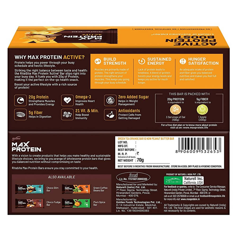 RiteBite Max Protein Active Peanut Butter Bar | Grab2Buy