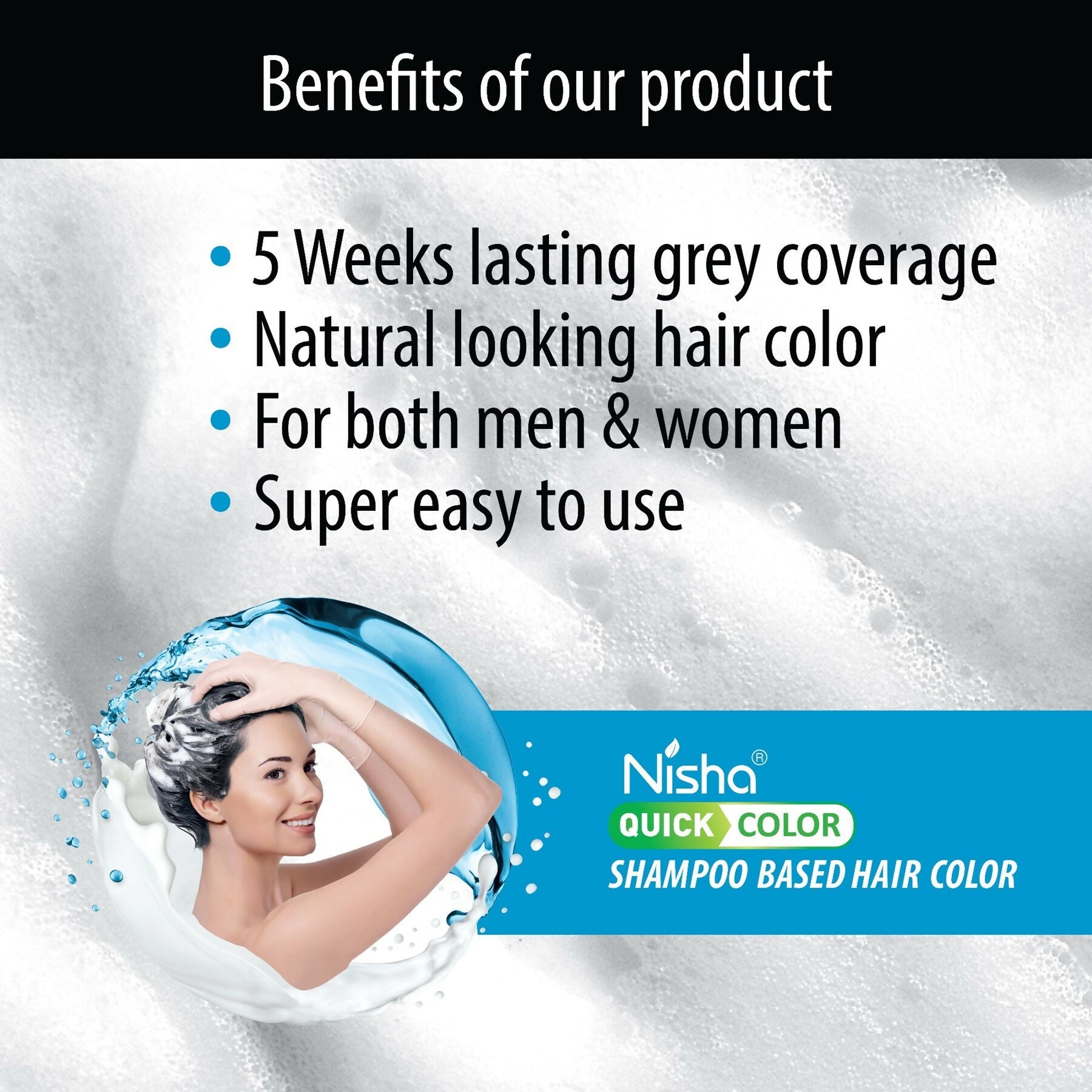 Nisha Quick Color Shampoo Hair Color-Original Black | Grab2Buy