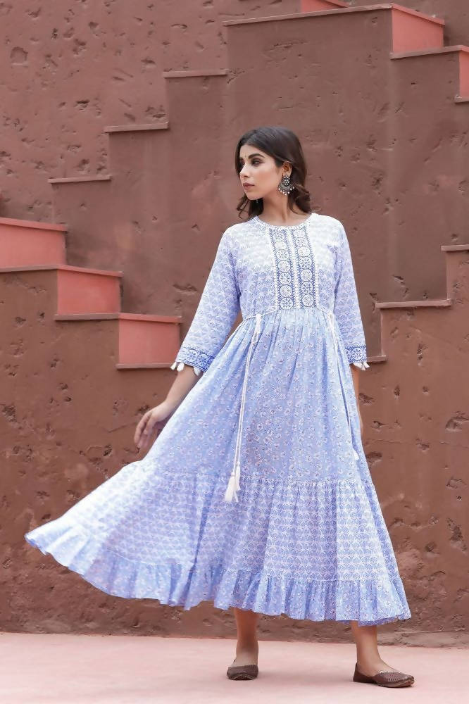 Yufta Blue Printed Dress | Grab2Buy