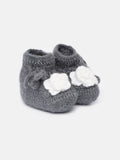 Chutput Kids Woollen Hand Knitted Flower Detailed Booties - Grey | Grab2Buy