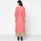 Cheera Hand Block Print Pitch & Skin Color Straight Kurta With Palazzo (MAAI-072K) | Grab2Buy