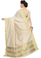 Vamika Weaving Cream Cotton Polyester Silk Saree (Kerala Tikki) | Grab2Buy