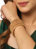 NVR Women's Set of 2 Gold-Polished Traditional Bangles | Grab2Buy