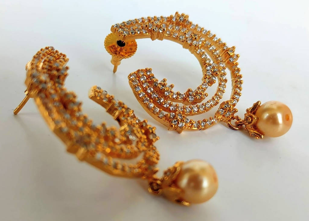 White AD Designer Stone Earrings | Grab2Buy