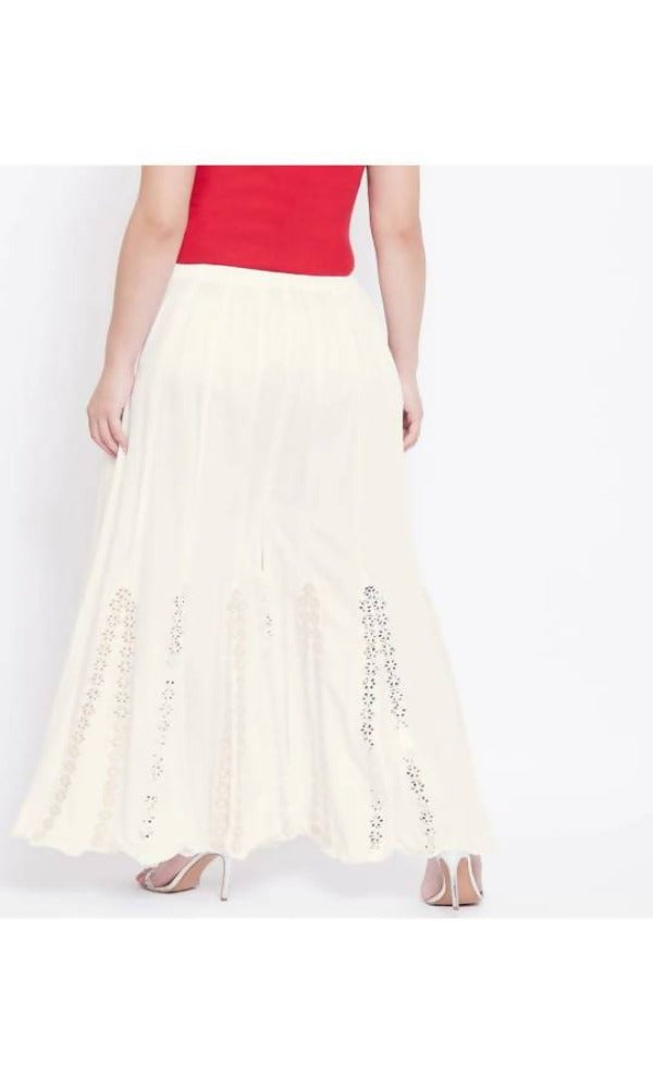 Mominos Fashion Off White Mirror Flower Work Palazzo | Grab2Buy