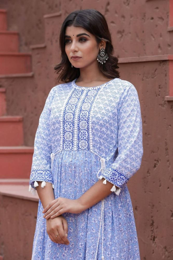 Yufta Blue Printed Dress | Grab2Buy