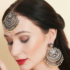 Diamond Earrings with Matching Maang Tikka- Ruby Raang | Grab2Buy