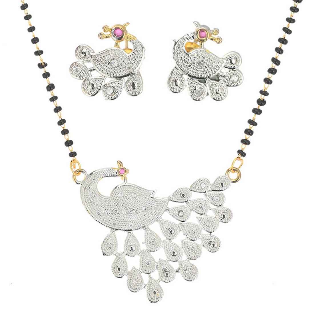 AanyaCentric Gold-Polished Mangalsutra with Pendant, 2 Pair Earrings | Grab2Buy
