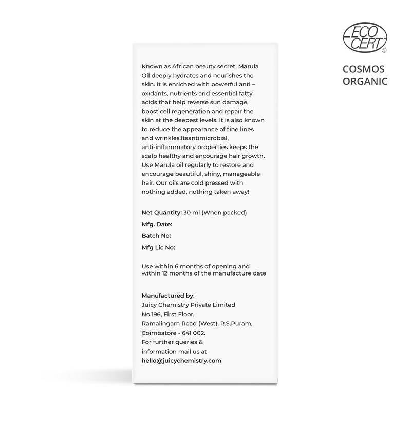 Juicy Chemistry Cold Pressed Marula Carrier Oil | Grab2Buy