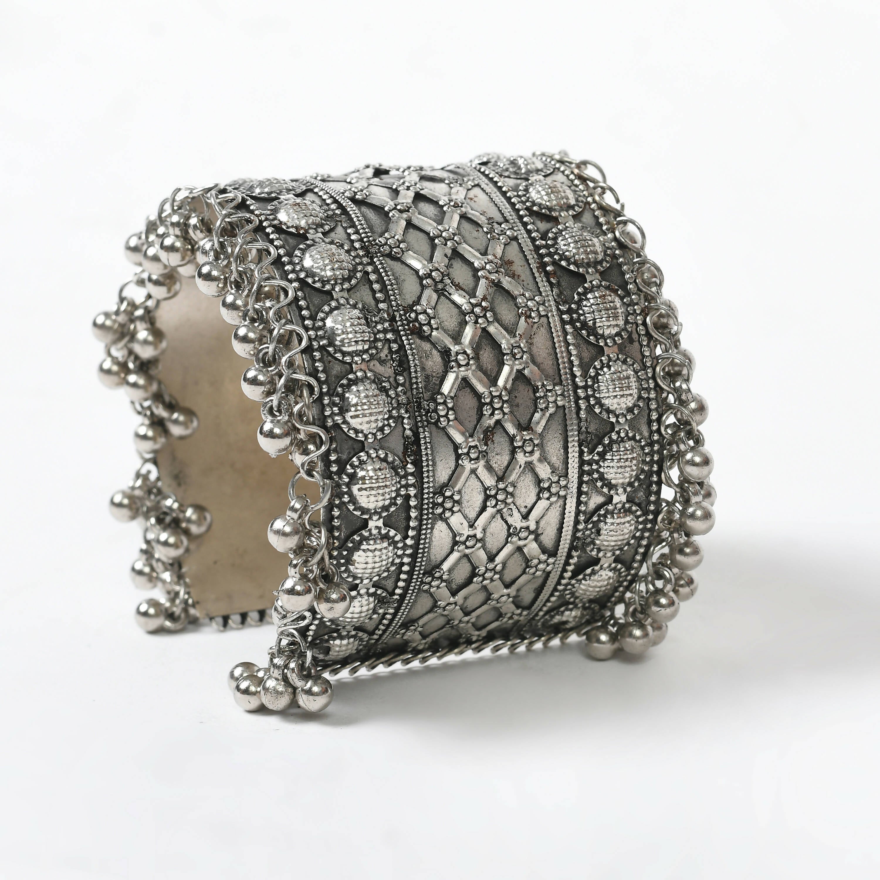 Mominos Fashion Joharkamal Oxidised Silver-Plated Ghungroo Handcraft Bracelet - Design 023 | Grab2Buy