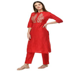 Lagi Women's Red Poly silk Straight Embroidred Kurta & Pant (RO116B) | Grab2Buy