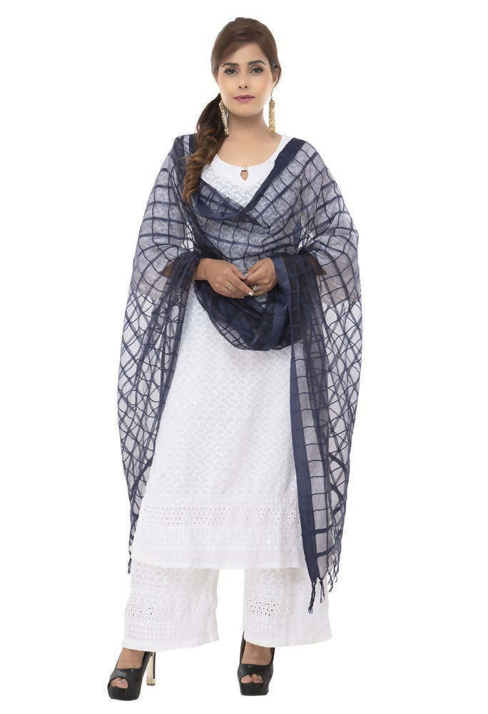 Mominos Fashion Navy Blue Cotton Square Dupatta | Grab2Buy
