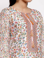 Myshka Women's Multi Cotton Printed Full Sleeve Round Neck Casual Kurta | Grab2Buy