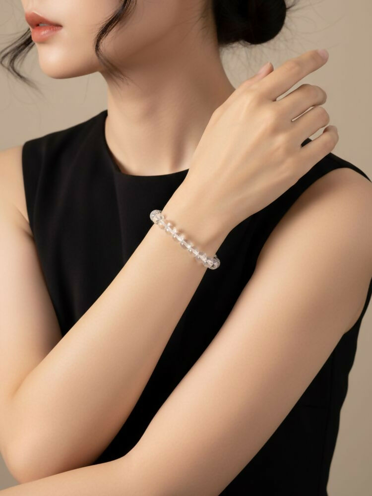 NVR White Crystal Beaded Bracelet for Men & Women | Grab2Buy