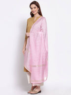 Myshka Women's Pink Cotton Silk Printed Casual Dupatta | Grab2Buy