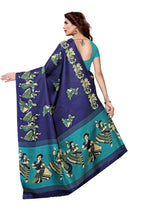 Vamika Navy Blue & Sky Blue Kalamkari With Jhalar Khadi Silk Saree | Grab2Buy