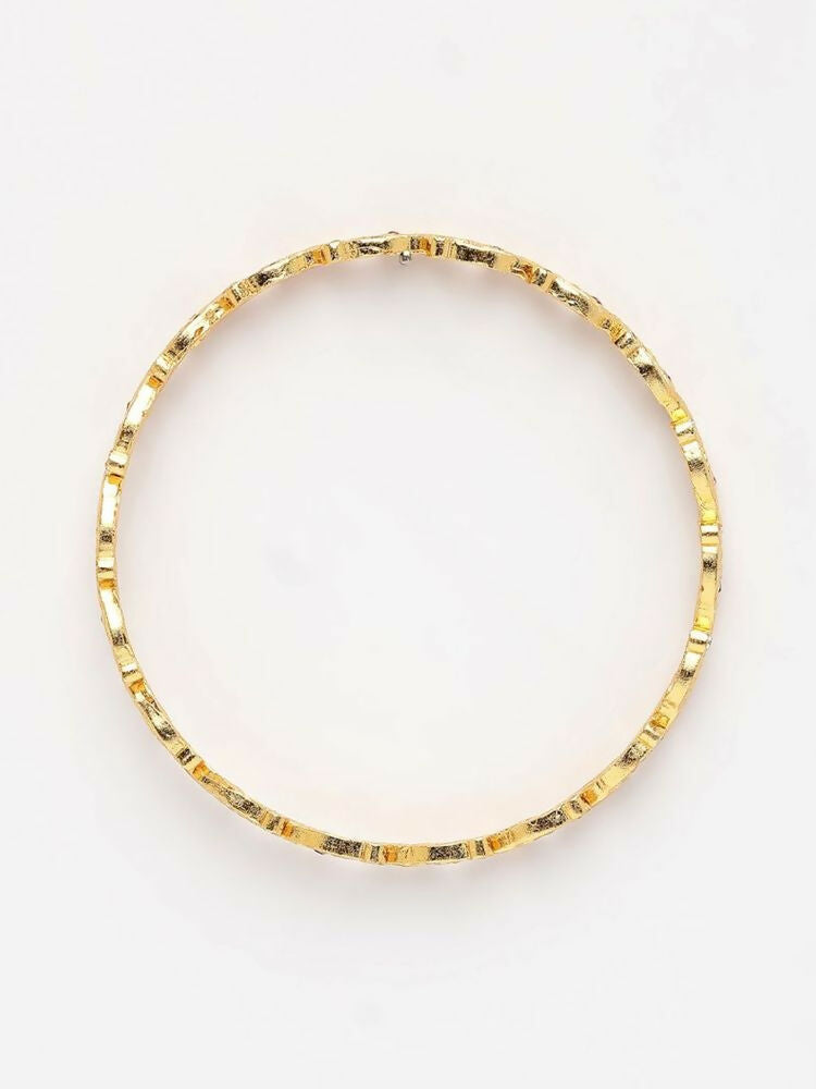 NVR Women Set of 2 Gold Plated CZ Stone Bangle | Grab2Buy