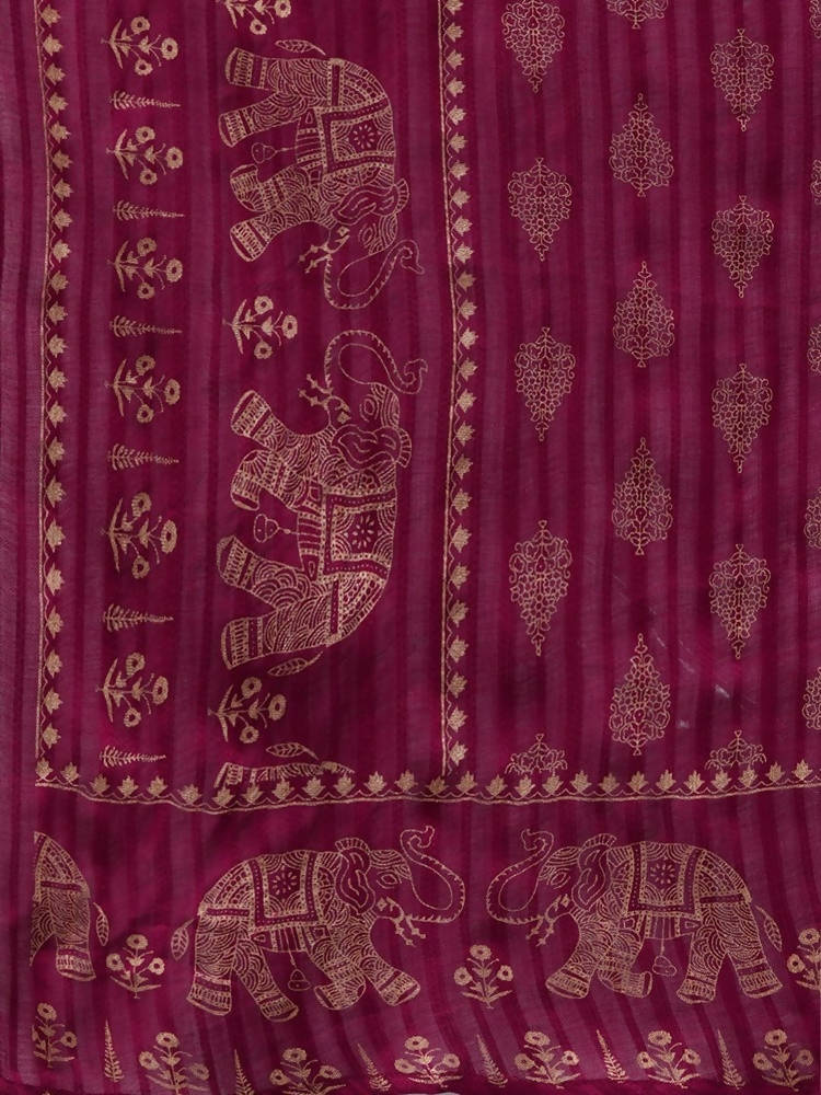 Yufta Women Pink And Golden Pure Cotton Solid Kurta with Palazzo and Dupatta | Grab2Buy