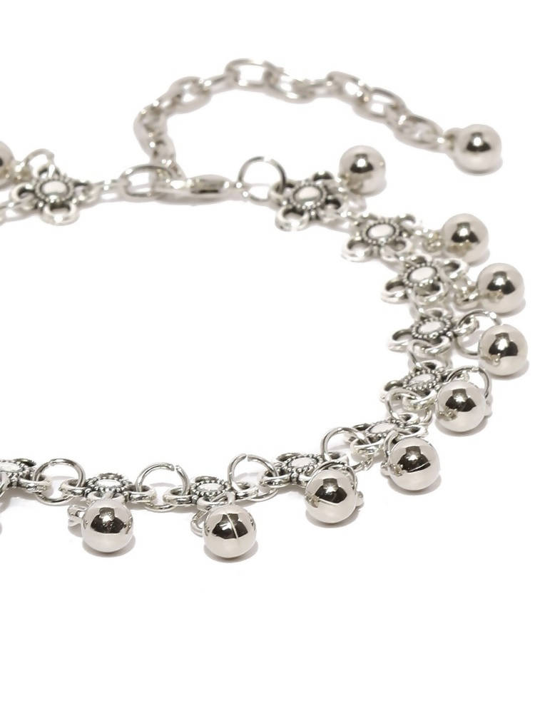 Mominos Fashion Kamal Johar Oxidised Silver Adjustable Anklets | Grab2Buy