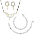 AanyaCentric Gold-Polished Mangalsutra Pendant Earring Set & Silver Plated Anklet