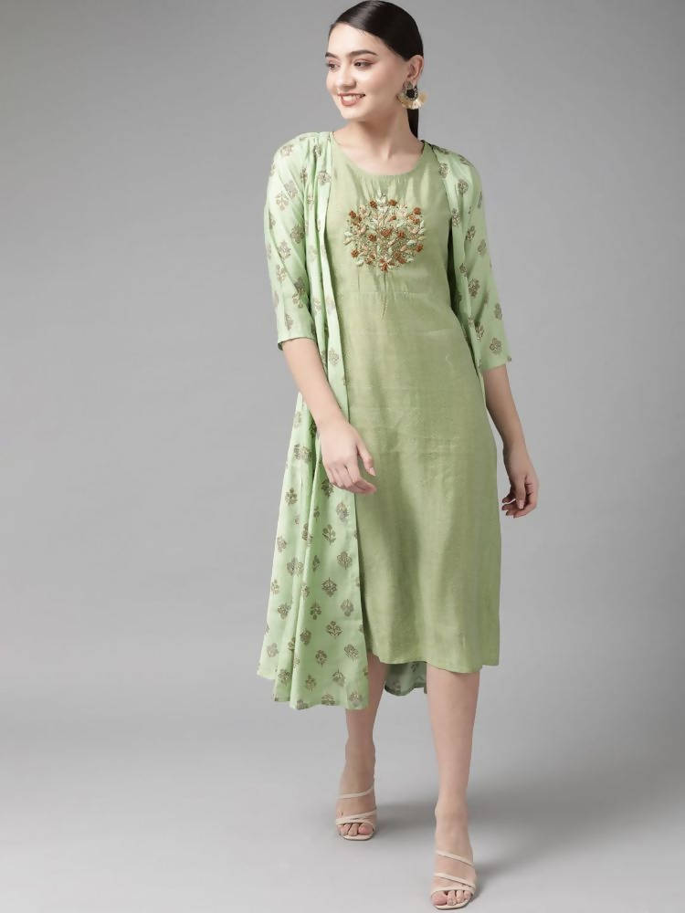 Yufta Silk Green Regular Dress Single | Grab2Buy