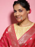Gold-Polished White Red Kundan-Studded Pearl Beaded Nosepin - Ruby Raang | Grab2Buy