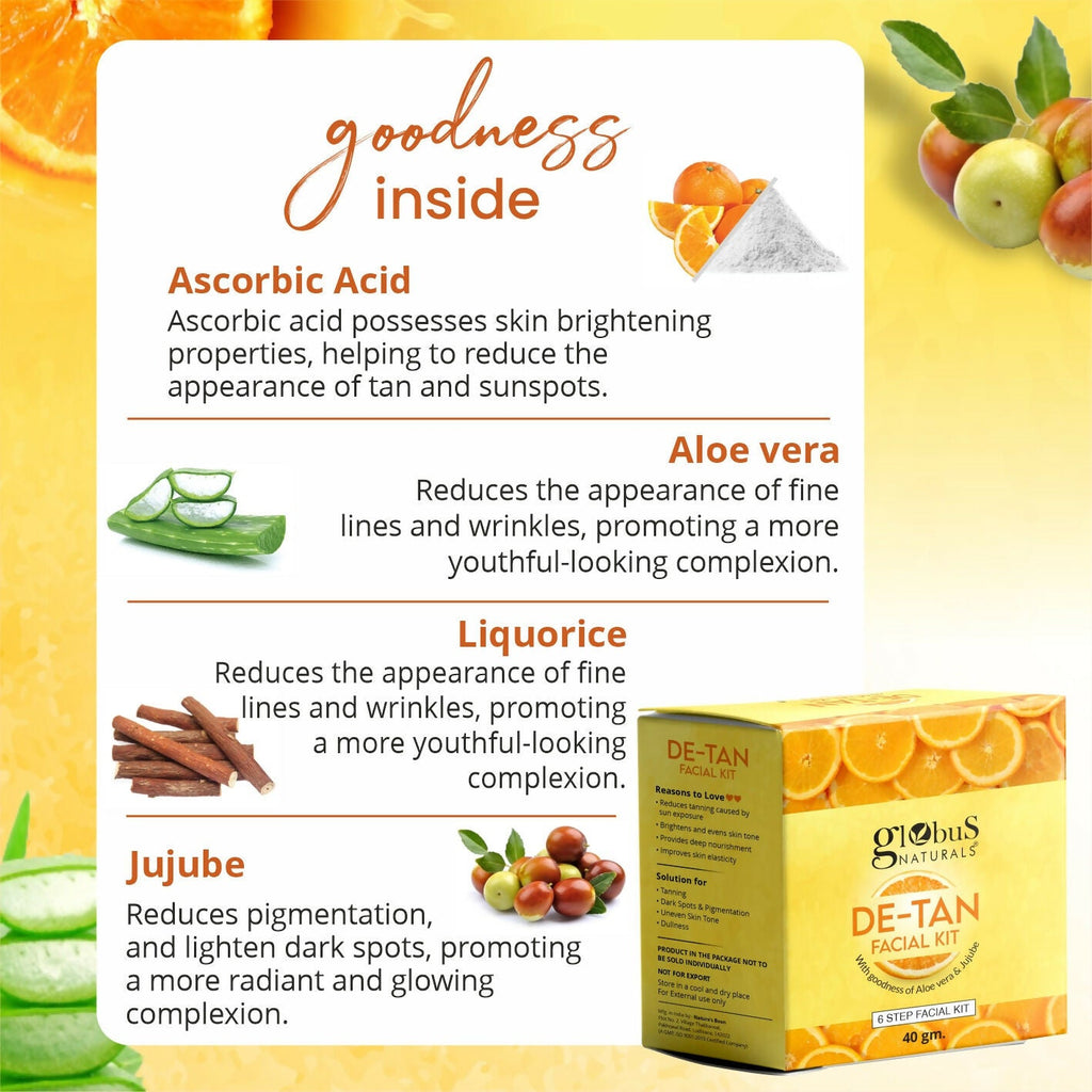 Globus Naturals De-Tan 6 Step Facial Kit | Grab2Buy