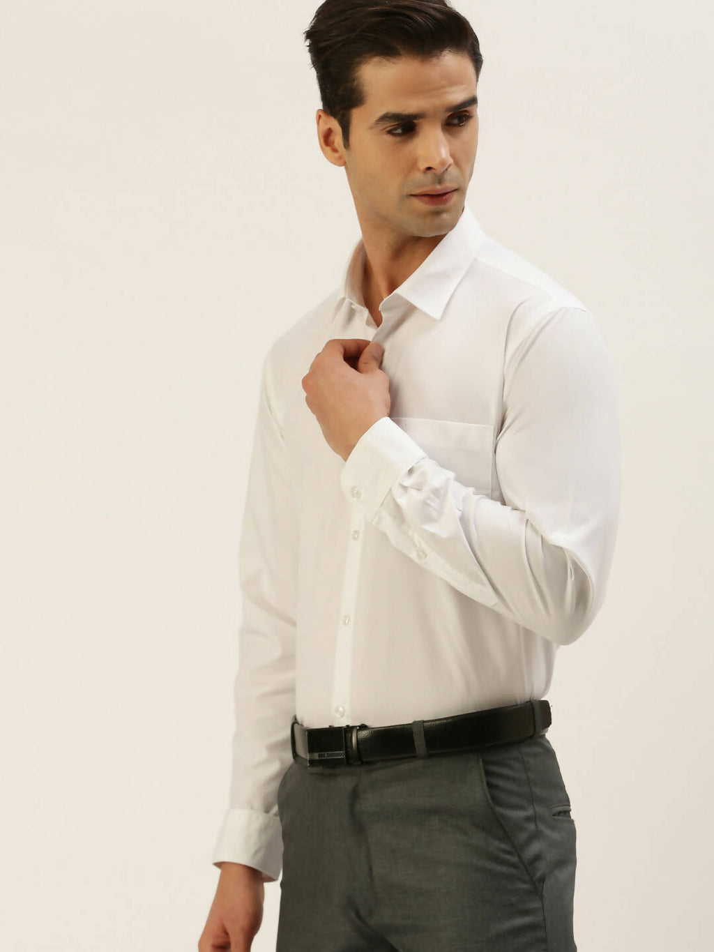 Ramraj Cotton Mens Full Sleeve Formal Poly Cotton White Shirt | Grab2Buy