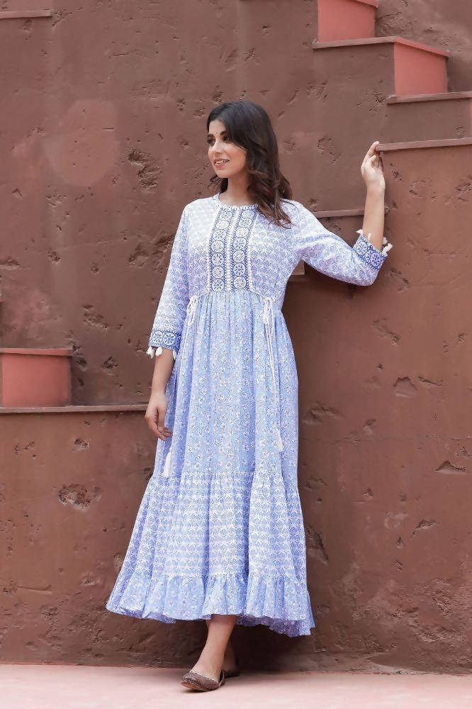 Yufta Blue Printed Dress | Grab2Buy