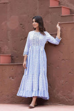 Yufta Blue Printed Dress | Grab2Buy