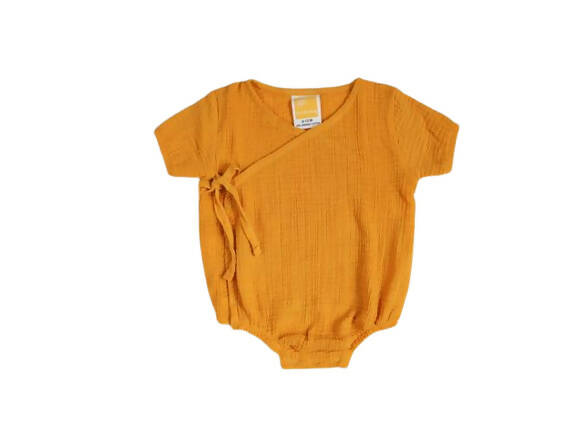 Sunshine Baby Cute Organic Muslin Cotton Kimono Rompers For Babies - Yellow | Grab2Buy