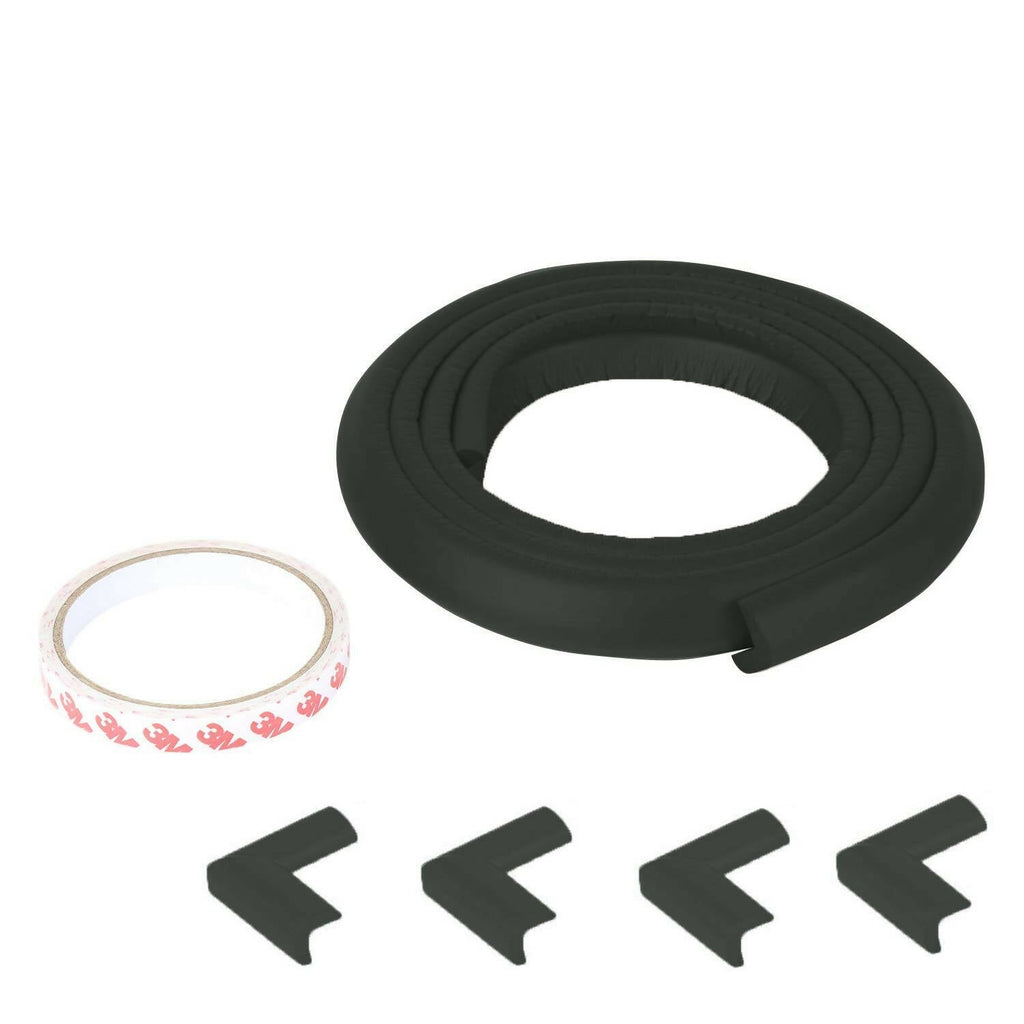 Safe-O-Kid Unique High Density L-Shaped 2 Mtr Long 4 Large Edge Guard With 16 Corner Cushions - Black | Grab2Buy
