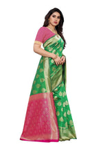 Vamika Banarasi Jacquard Weaving Green Saree (Dangal Green) | Grab2Buy