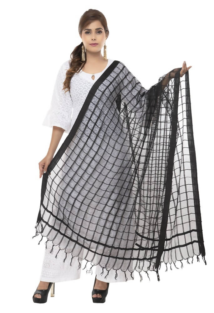 Mominos Fashion Black Cotton Square Dupatta | Grab2Buy