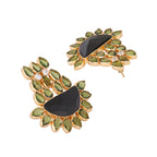 Nuyug 22K Gold Plated Dark Crystal Studded Contemporary Floral Shaped Stud Earrings | Grab2Buy